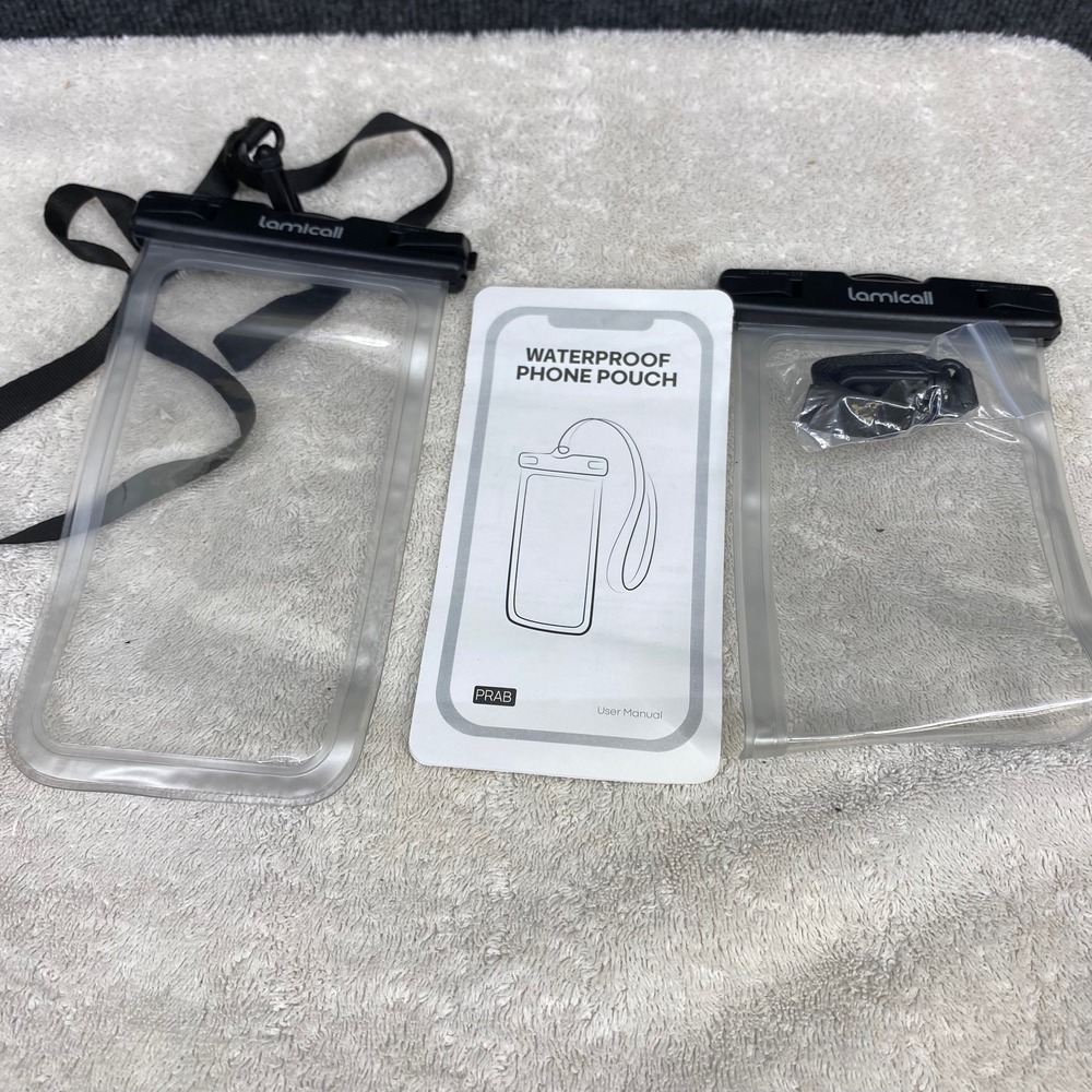 Lamicall Waterproof Phone Pouch 2 Pack Clear Universal Dry Bag Case PRAB Black